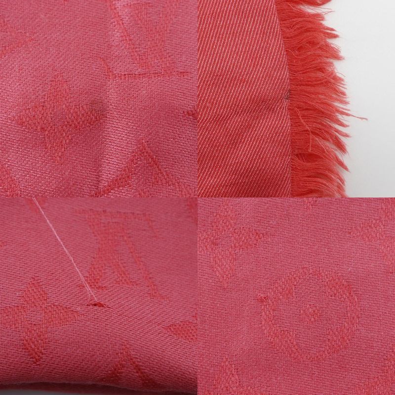 Louis Vuitton Shawl Monogram 402336 Silk And Wool Red Women's Stole