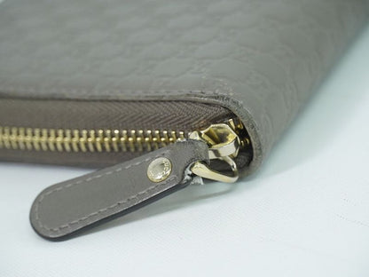 Authentic Gucci Shimmer Leather Round Zipper Long Wallet Long Wallet Gray