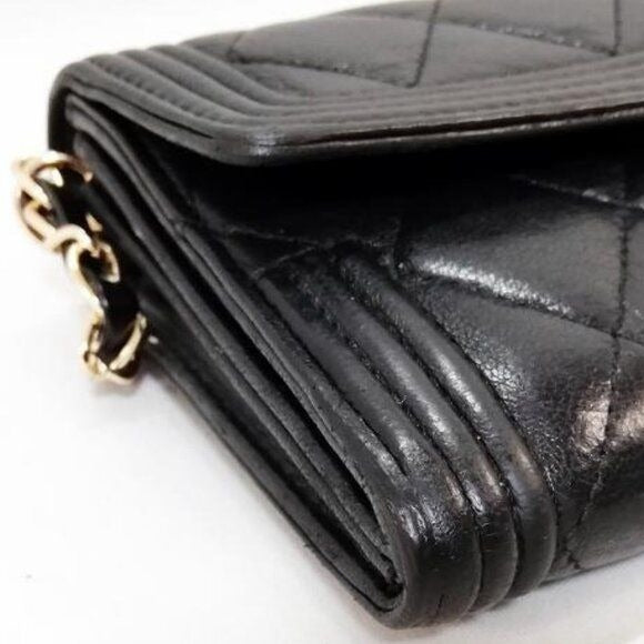 CHANEL Boy CC Flap Lambskin Wallet Chain Shoulder Crossbody