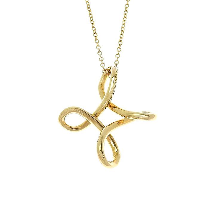 Tiffany & Co Infinity Cross Necklace 18K Yellow Gold 750 Yellow Gold 43cm
