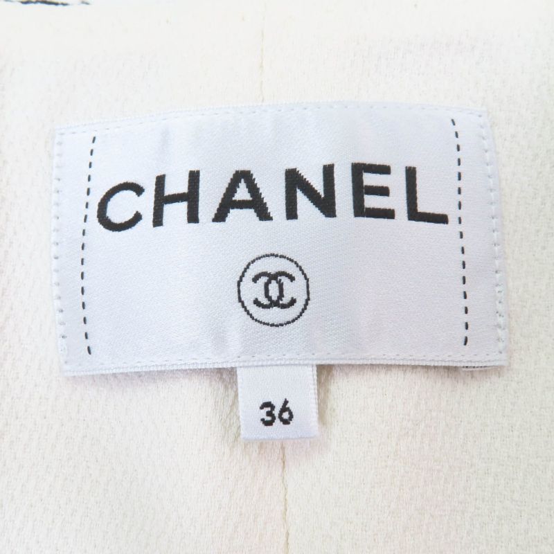 CHANEL 22C P71865v63363 100% Silk Rhinestone Coco Mark Button Collarless Jacket