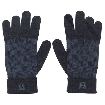 Louis Vuitton M70008 Damier Graphite Damier Gompti Wool Knit Gloves Grey Blue