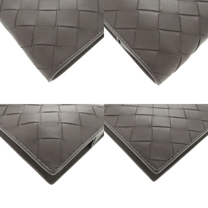 Bottega Veneta Intrecciato Leather Gray Round Zipper Long Wallet 0510 Bottega