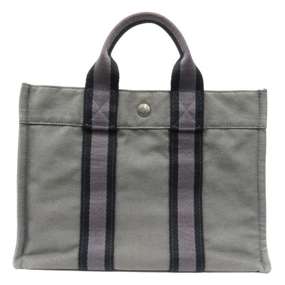 Hermes Bag Fourre Tout PM Canvas Tote Hand Bag Gray Men Women Used
