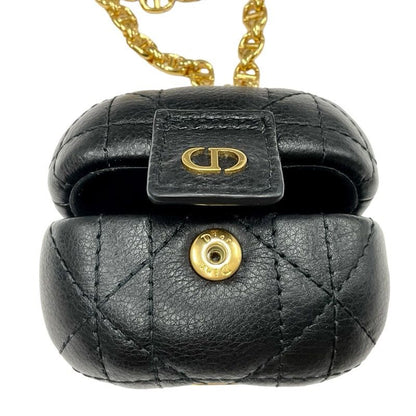 Christian Dior Cannage Black Gold CD Chain Airpods Case