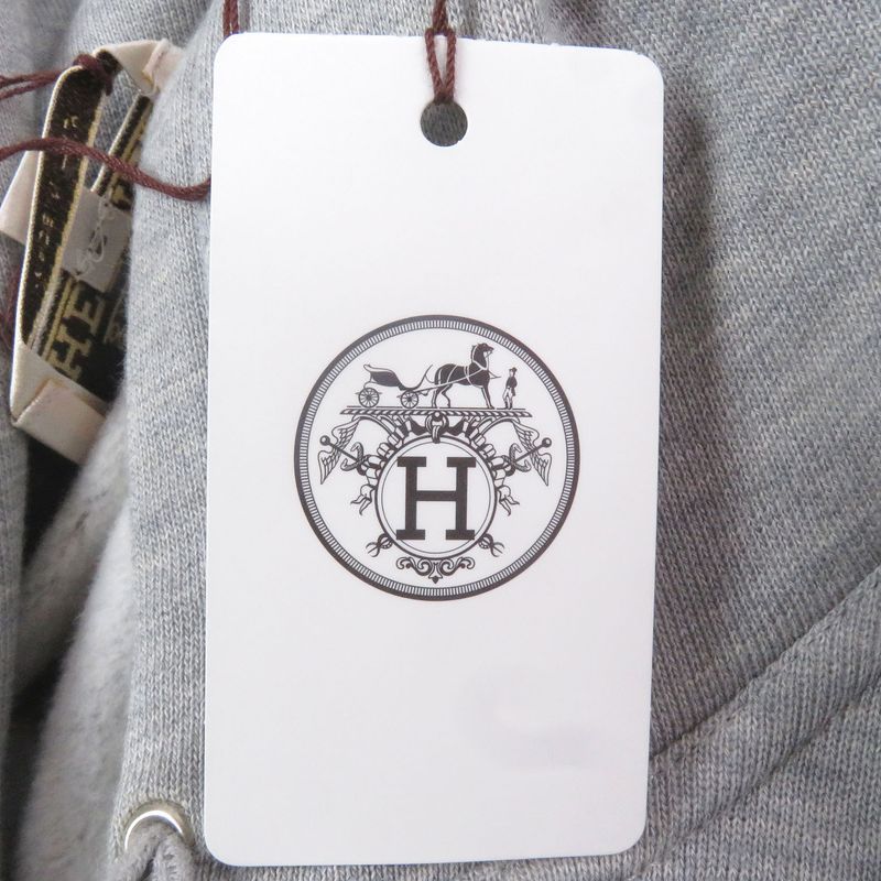 Hermes 2022 267680h Sheepskin Horse Lambleather Patches Pullover Hoodie Grey