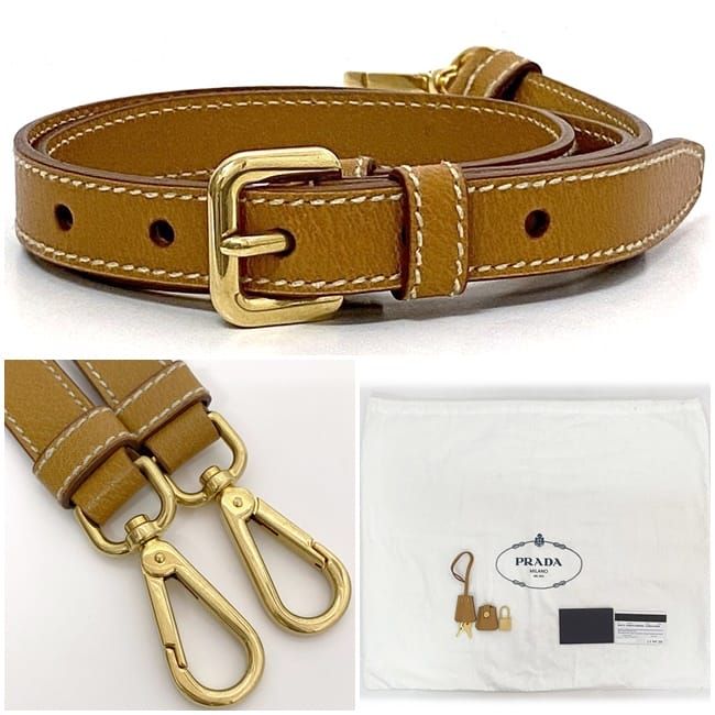 Prada 2way Boston Bag Beige Orange Corda Cuoio