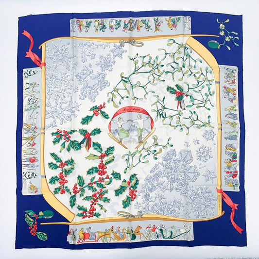 Hermes Carre 90 Neige D'antan Last Year's Snow Scarf 100% Silk