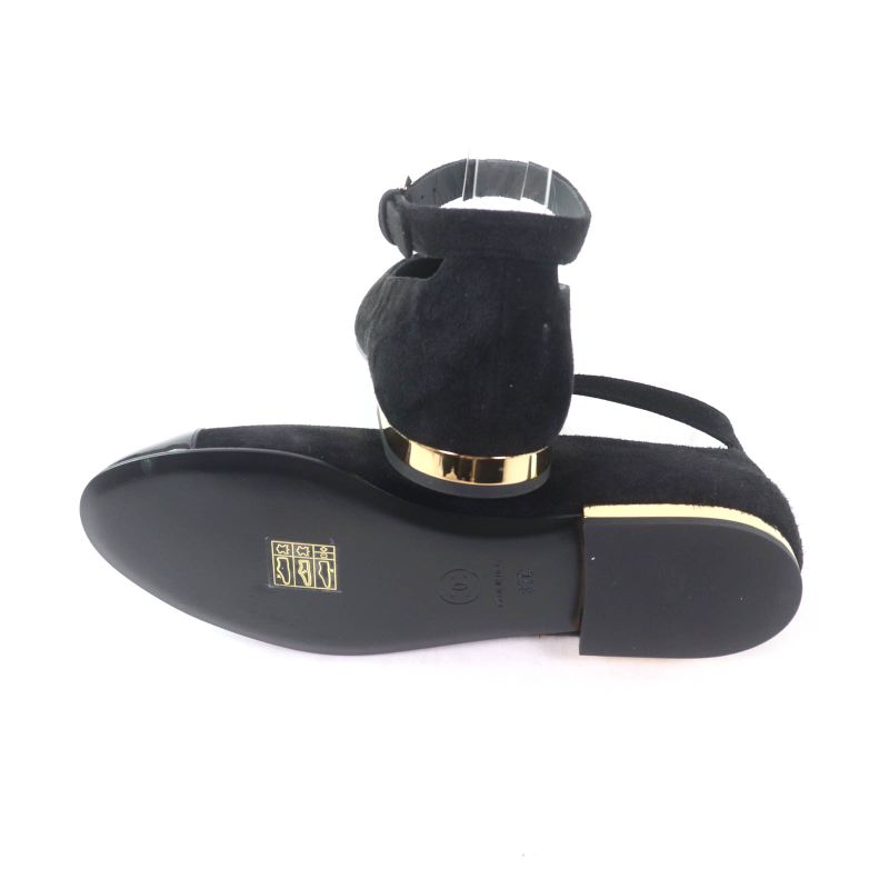 CHANEL 24K G46024 Coco Mark Mary Jane Patent Leather Use Ankle Strap Suede