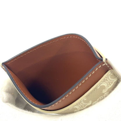 Celine Triomphe Logo Passcase Leather Brown Beige And White Card Case