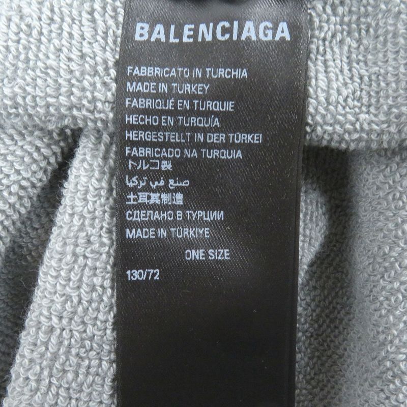 Balenciaga 100% Cotton BB Logo Embroidery Pile Gown Bathrobe Grey XL Size
