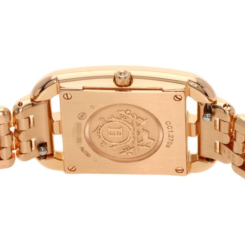 Hermes Cc1270a Cape Cod 8P Diamond Watch 18K Pink Gold Ladies