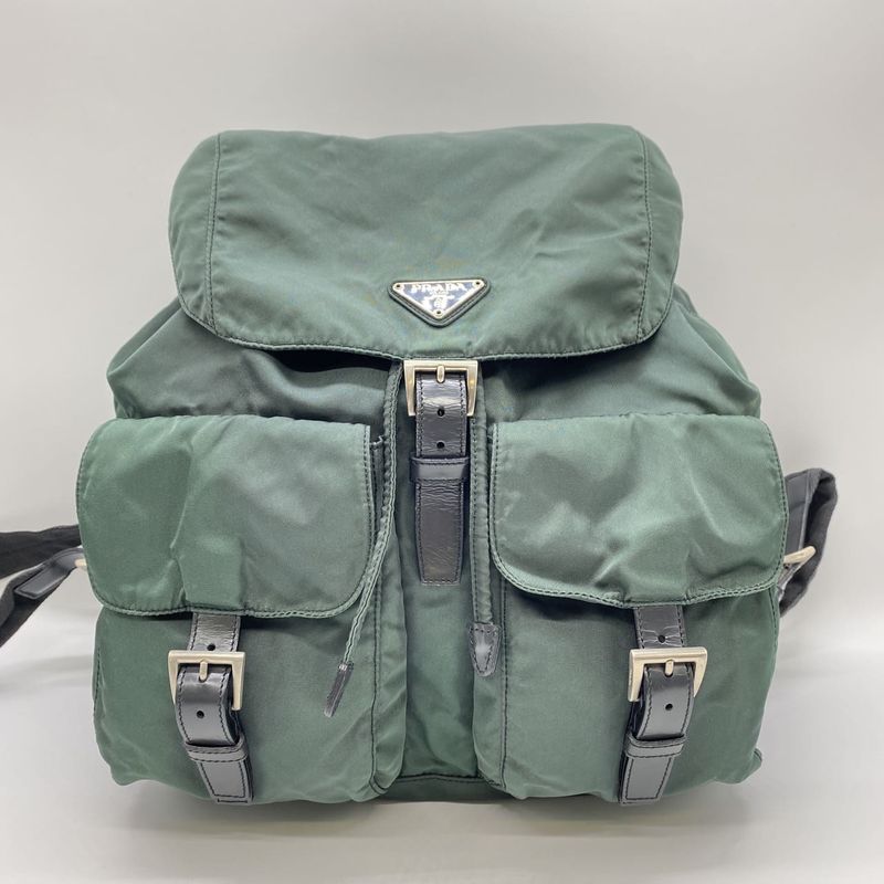 Prada Backpack Sac Daypack Backpack Nylon Khaki Women Men Vintage Fashion