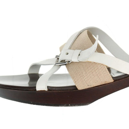 Hermes Leather Wood Sole Belt Sandals Women's 35 Brown Made In Spain