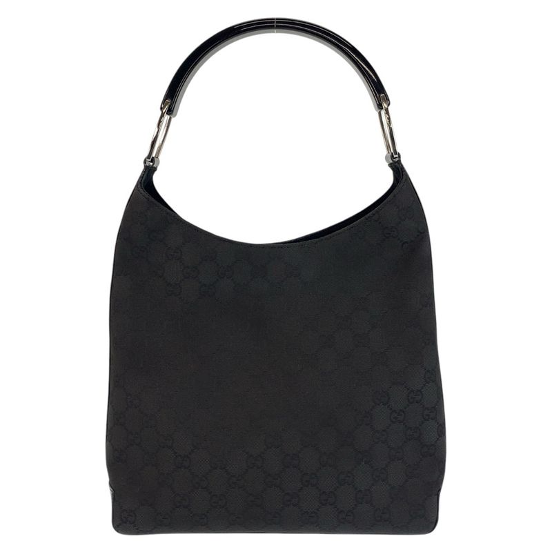 Gucci Black Silver Hardware GG Canvas/plastic 001 3752 Shoulder Bag Women 504840
