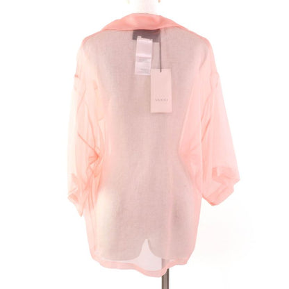 Gucci 20SS 616556 100% Silk Short Sleeve Oversized Sheer Shirt Salmon Pink 36