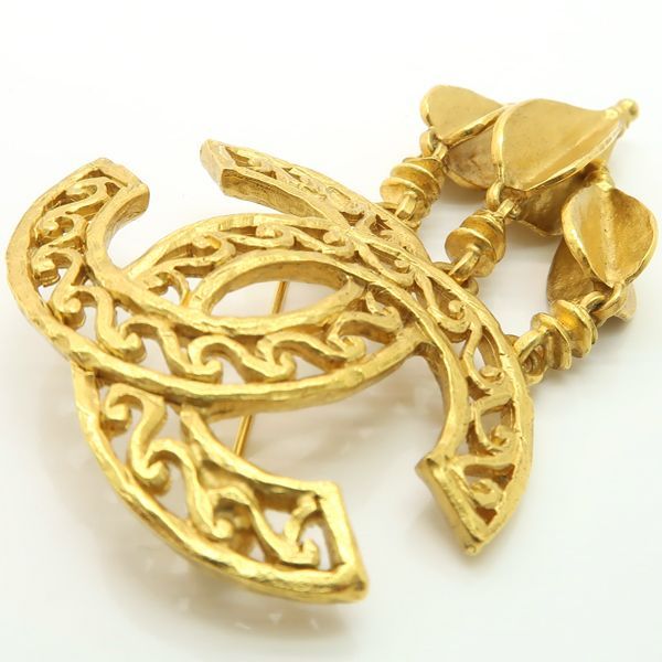 Chanel Brooch 95A Vintage Coco Mark GP With Box Chanel Vintage