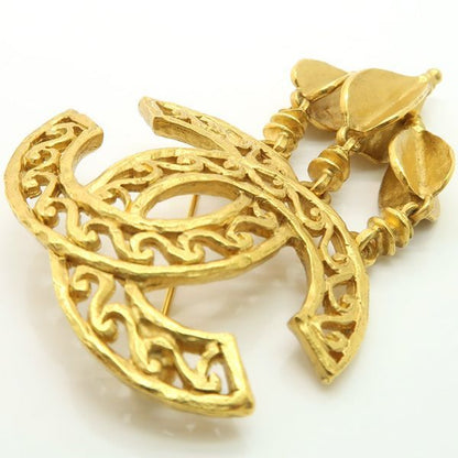 Chanel Brooch 95A Vintage Coco Mark GP With Box Chanel Vintage