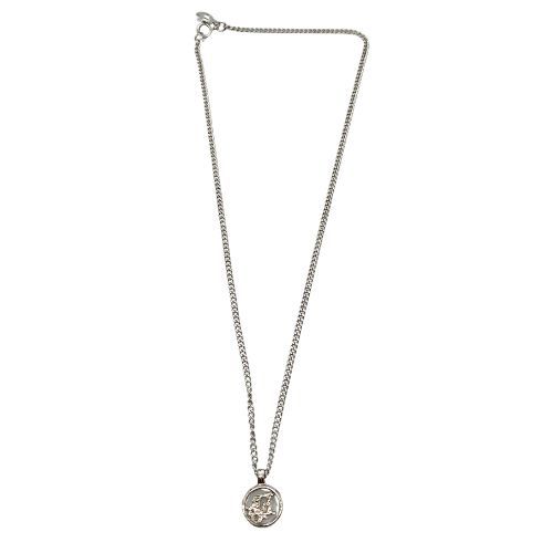 DIOR Necklace Plated Metal Plated Metal Vintage Logo Round Silver
