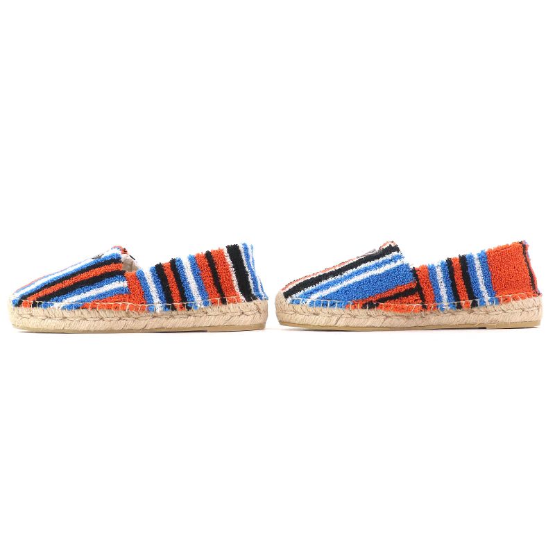 Prada 1s840m Terrycloth Triangle Logo Espadrilles Flat Shoes Slip-on Arancio 36