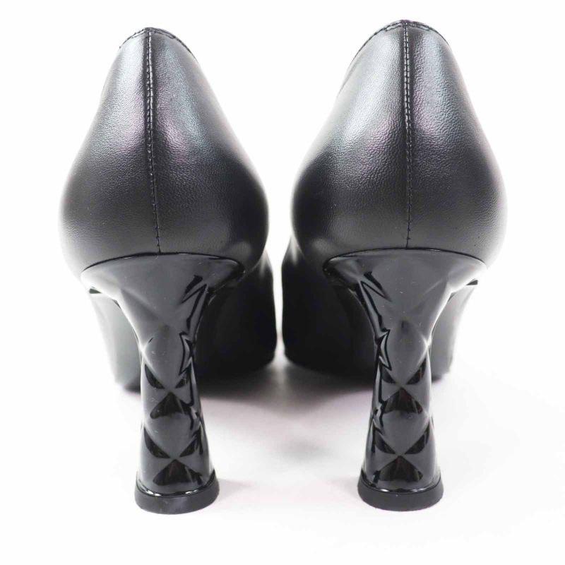 CHANEL G40154 Matelasse Heels Coco Mark Stitching Leather Pumps Black 36 With