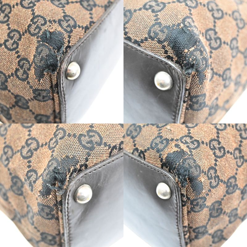Gucci Tote Bag Canvas Leather Brown 07bs193