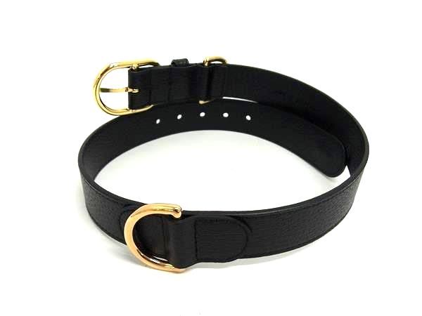 Gucci 695256 Leather Gold Hardware Belt Size XL Black Bp1505
