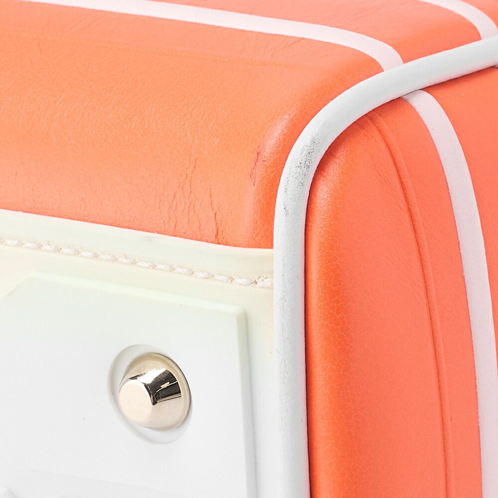 DIOR 2WAY Mini Boston Bag Leather X Rubber Orange X White With Gold Hardware