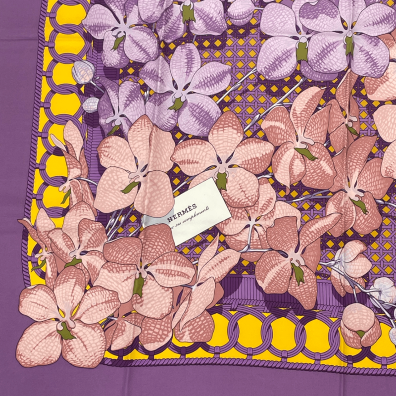 Hermes Scarf Carre 90 Floral Pattern Orchid Phalaenopsis Orchid Purple Touvenirs