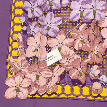 Hermes Scarf Carre 90 Floral Pattern Orchid Phalaenopsis Orchid Purple Touvenirs