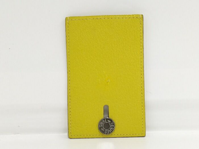 Hermes Diablo Card Case Chevre Leather Yellow Stamped Y