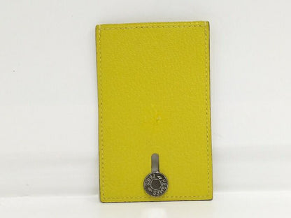Hermes Diablo Card Case Chevre Leather Yellow Stamped Y
