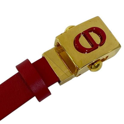 Christian Dior Belt Thin Belt CD Logo Red Women's Christian Dior [size 70]