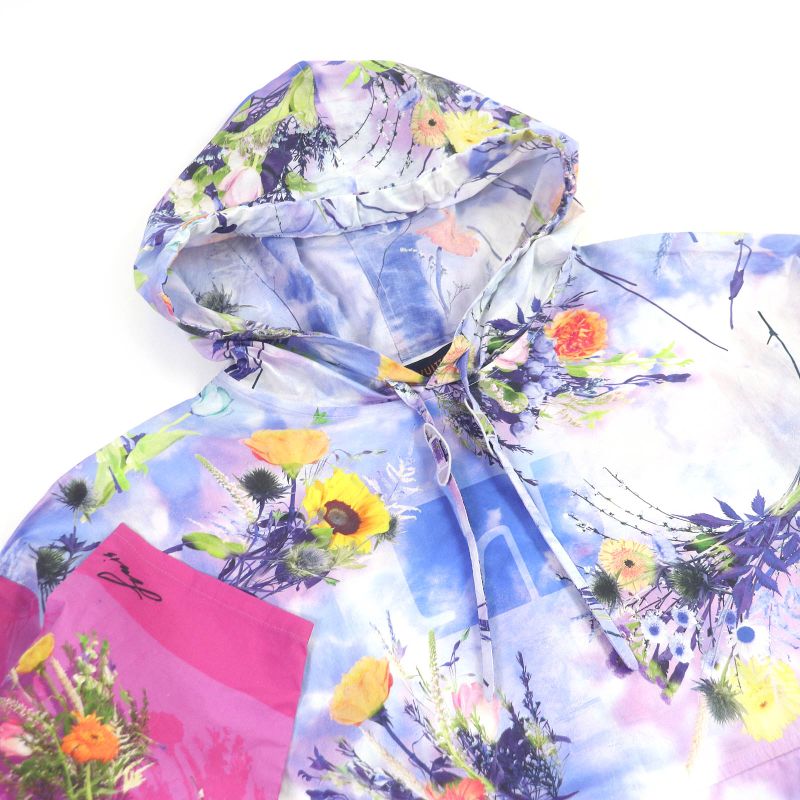 Louis Vuitton His79w Flower LV Logo Cotton Poplin Anorak Pullover Hoodie Blue M