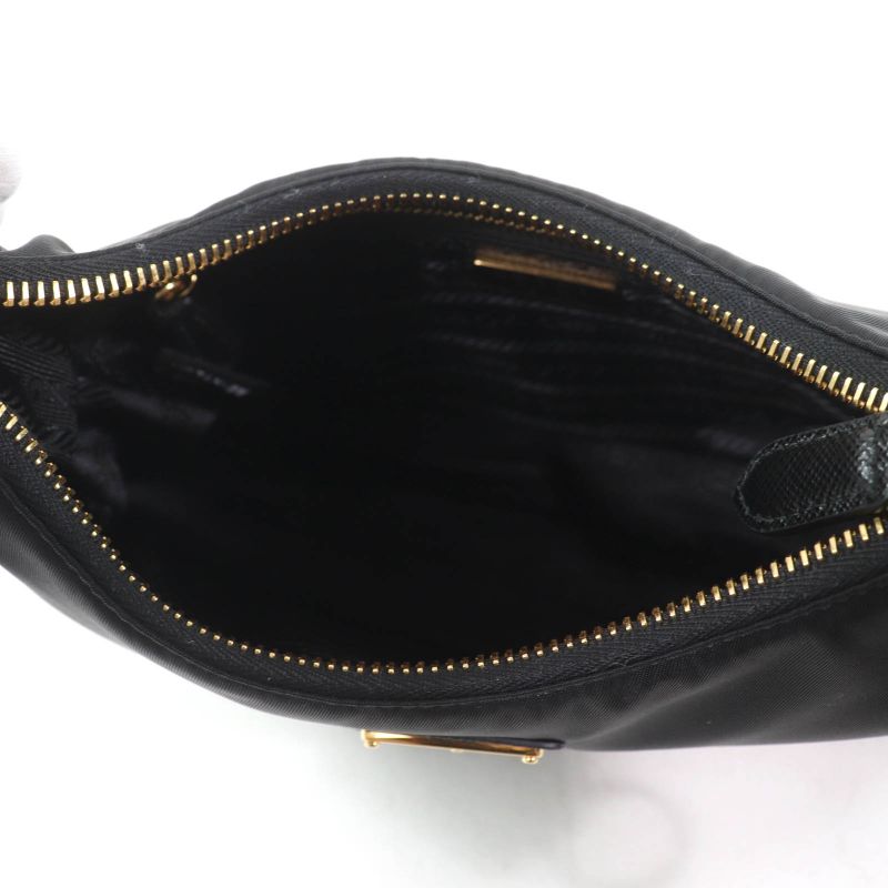 Prada Re-edition 2005 Re-nylon Triangle Logo Mini Nylon Handbag Black Gold