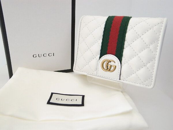 Gucci Double Authenticity Card Case Mini Wallet 536453 White Pawnbroker
