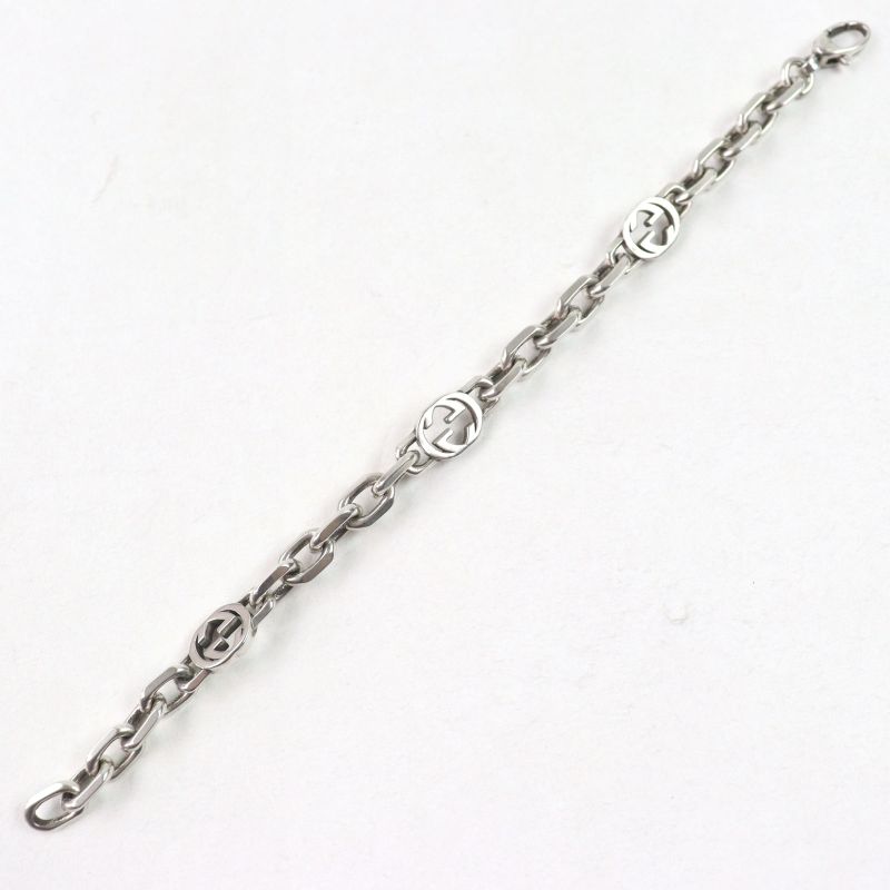 Gucci 620798 Ag925 Interlocking G Aged Clasp Closure Bracelet Silver With 17