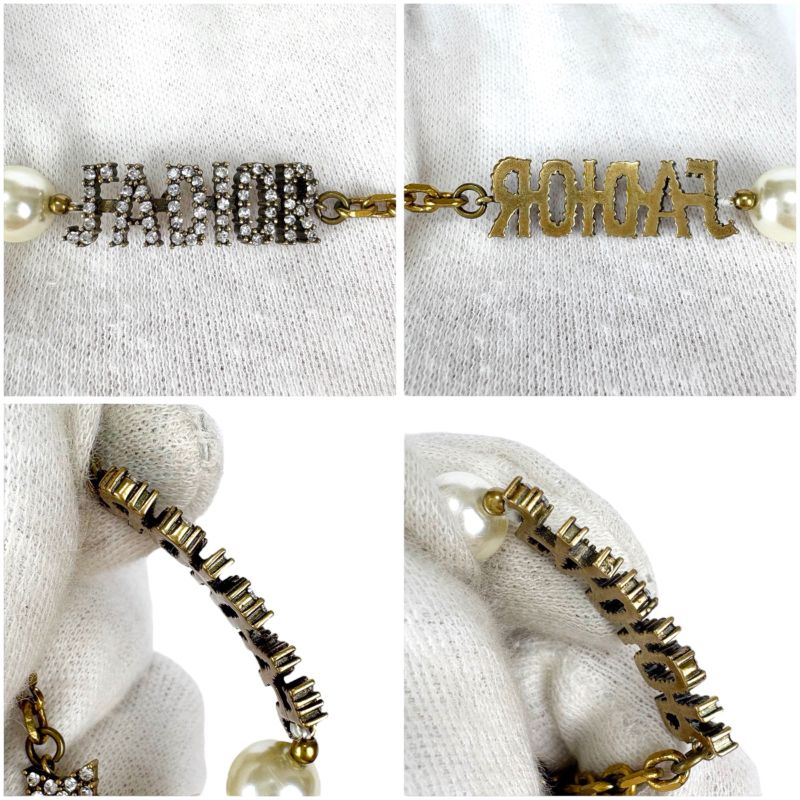 Christian DIOR Bracelet Gold Hardware Pearl Star Rhinestone Vintage Work