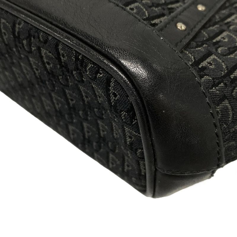 Dior/christian Dior Handbag Trotter Black And Gray Studded/mini Bag Leather