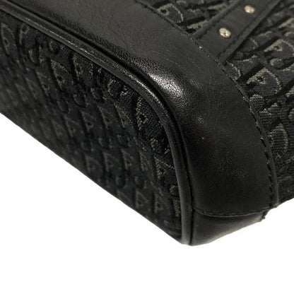 Dior/christian Dior Handbag Trotter Black And Gray Studded/mini Bag Leather