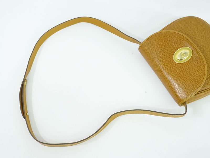 Authentic Christian DIOR Leather Shoulder Bag Pochette Brown Bag Pre-owned