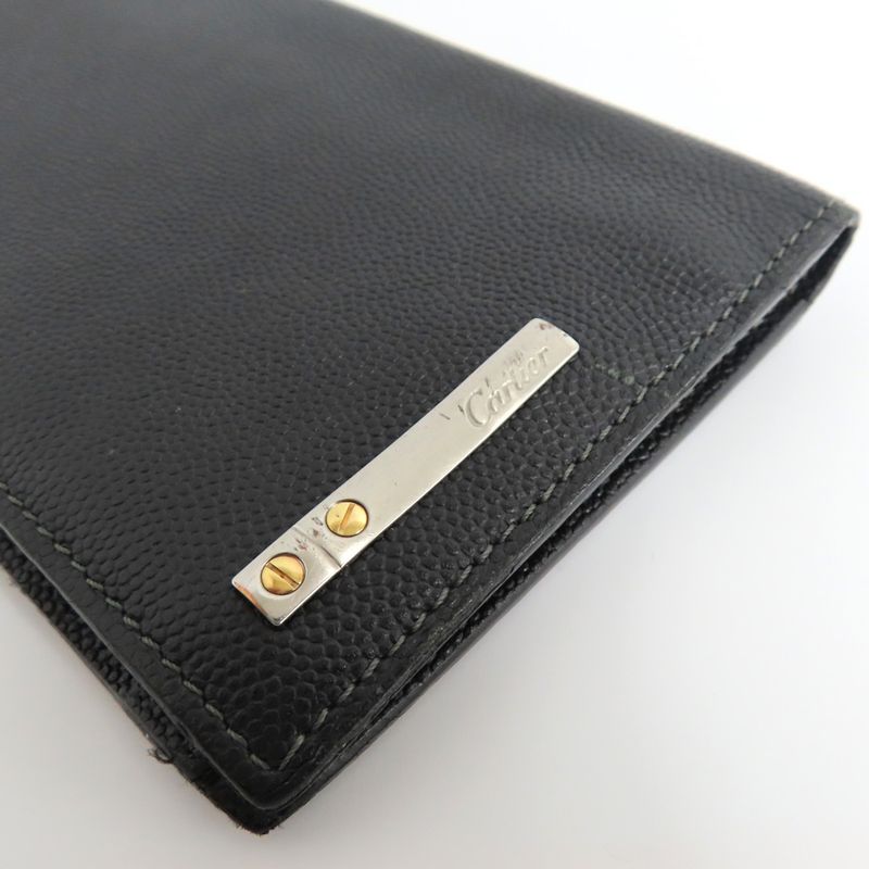 Cartier Santos Bifold Bill Holder Leather Black Men's