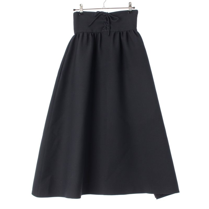 Christian Dior 21 Wool Silk Lace Up Flared Skirt Bottoms 111j33a1166 Black 34