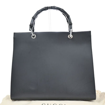 Gucci Tote Handbag Bamboo Black Leather 30ka703
