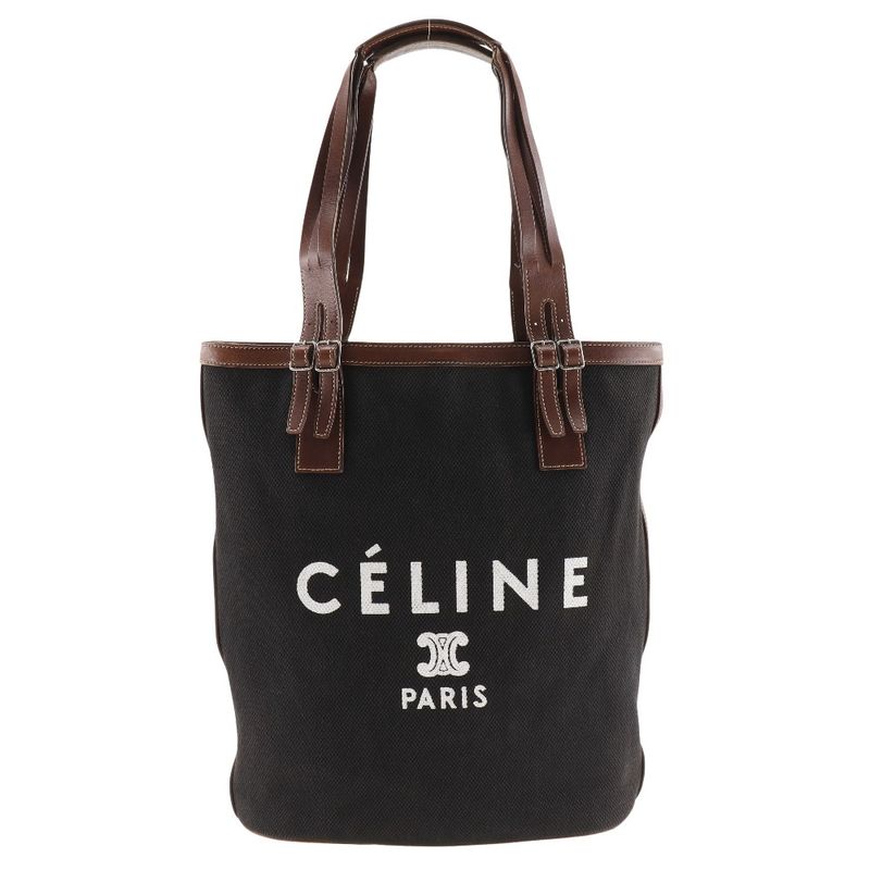 Celine Logo Canvas Black Ladies Tote Bag