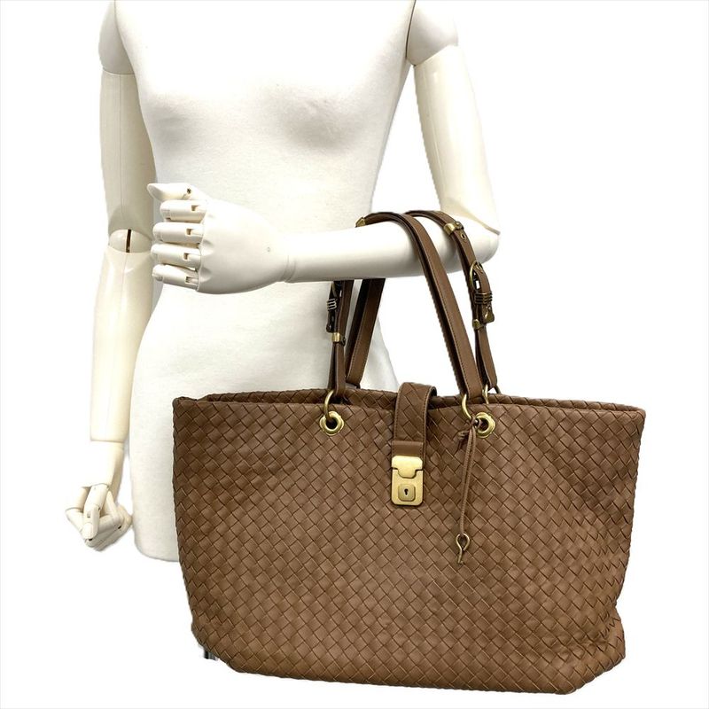 Bottega Veneta Intrecciato Capri Tote Leather Brown Gold Hardware Roma Unisex