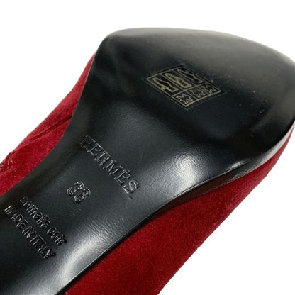 Hermes Saint Germain Boots Short Boots Shoes Kelly Hardware Suede Red Silver