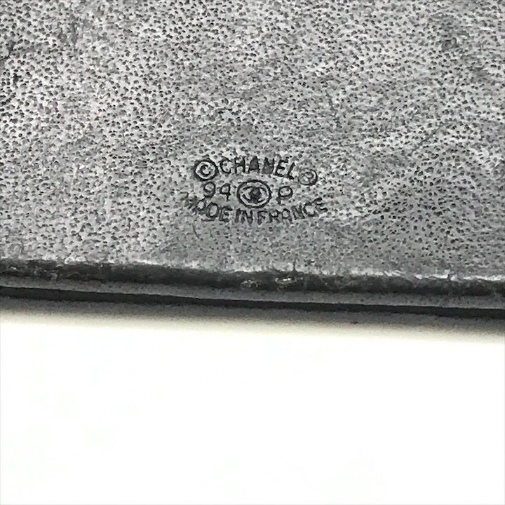 Chanel Logo Triangle Plate Leather Chain Key Ring Key Holder Gold Black