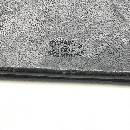 Chanel Logo Triangle Plate Leather Chain Key Ring Key Holder Gold Black