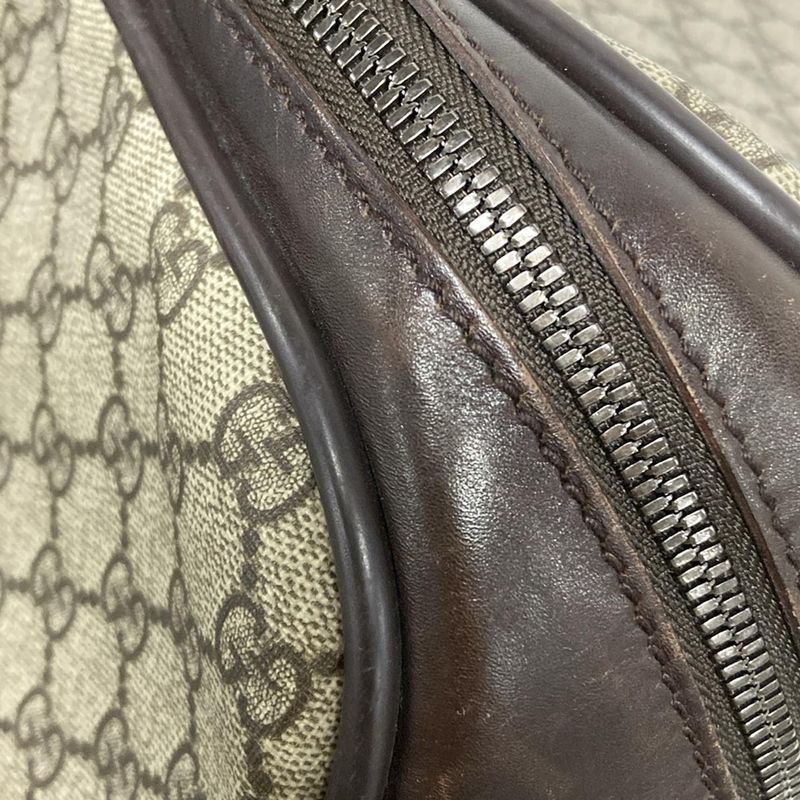 Gucci Boston Bag GG Supreme 108793 Beige X Dark Brown Leather